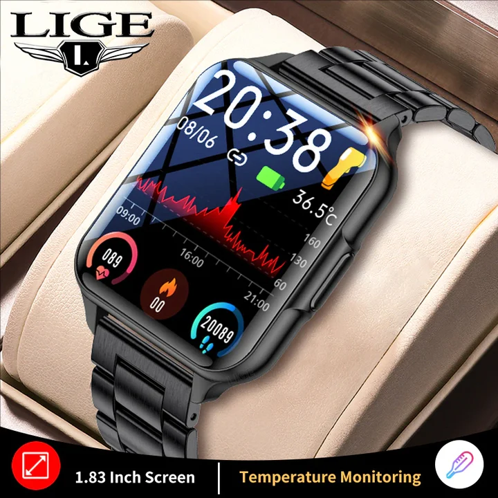 LIGE 2023 New Full Touch Screen Bluetooth Smart Watch For Men(STGLW075)